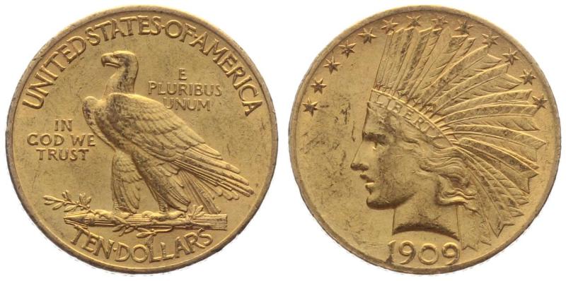 USA 10 $ 1909 o. Mzz. - Indianer